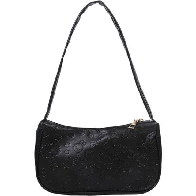 Fashion Women Cartoon Embossing Zipper Shoulder Underarm Bag PU Leather Handbag Tote