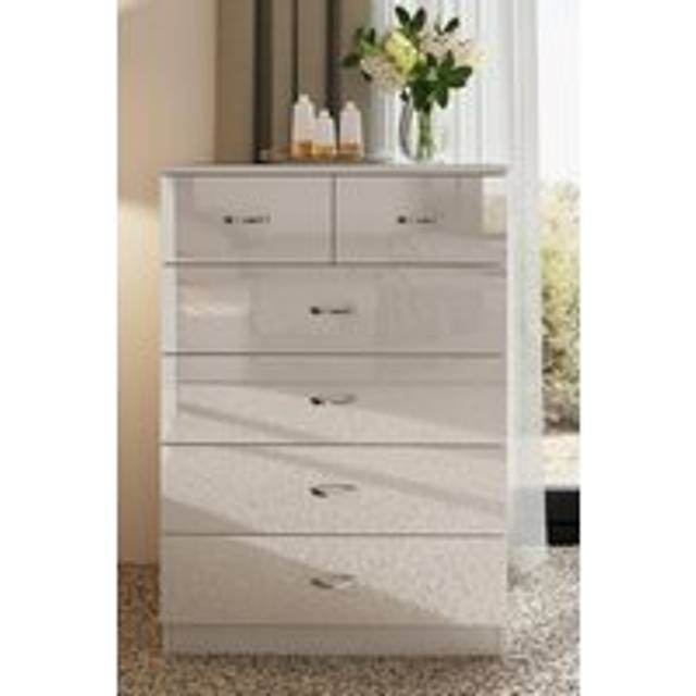 Chest of drawers 6 drawer matt frame white gloss front bedroom furniture
