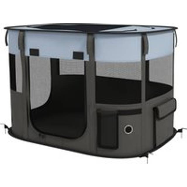 Pawhut Foldable Dog Pen With Storage Bag For Indoor/outdoor Use, Grey