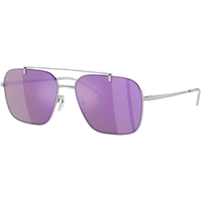 Emporio Armani Man Sunglass EA2150 -  Frame color: Shiny Silver, Lens color: Grey Mirror Violet
