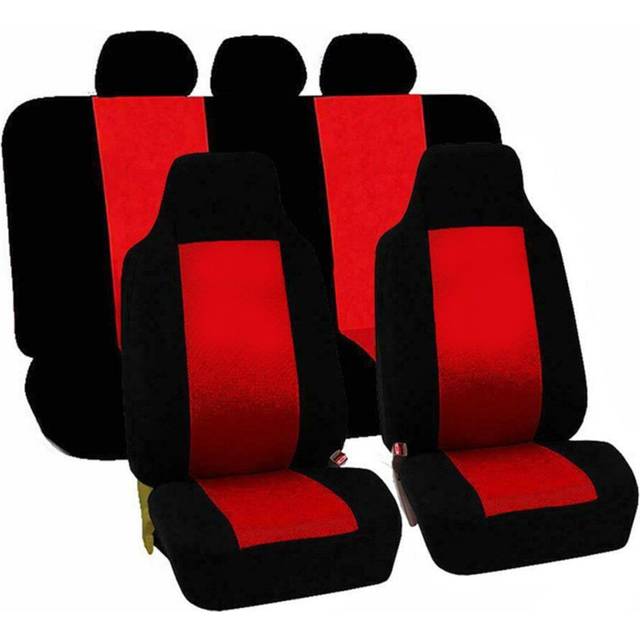 (Front+Rear Red) Universal Car Full Seat Covers Protector Cushion Front Rear Truck SUV Van