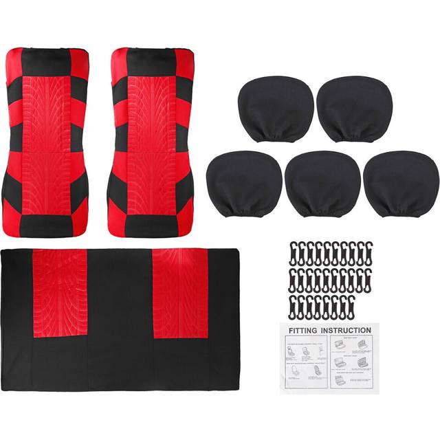 (Red - 9 Pcs) 2/4/8PCS Seat Cover Front Back Row 5-Seats for Car SUV Truck Van 3Colors