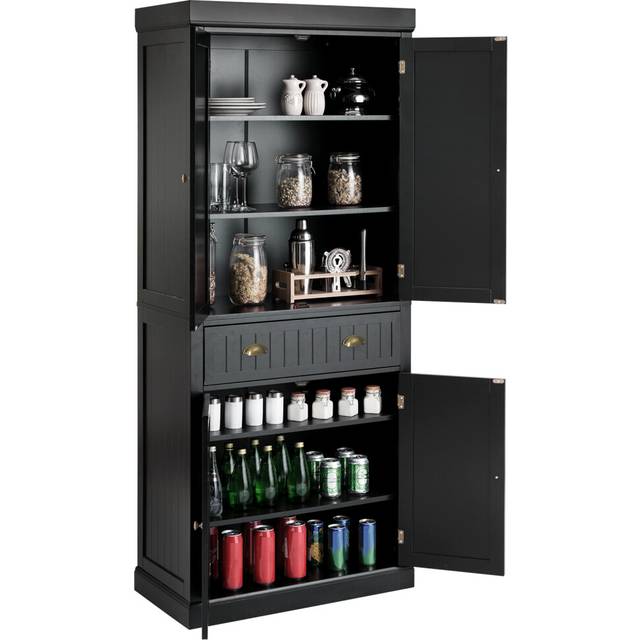 Large Pantry Cabinet Freestanding Kitchen Accent Storage Cabinet Black