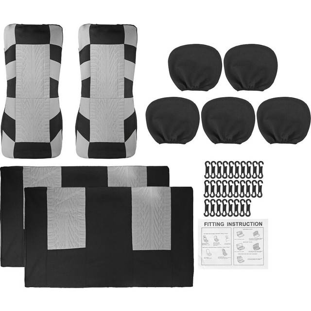 (Gray - 9 Pcs) 2/4/8PCS Seat Cover Front Back Row 5-Seats for Car SUV Truck Van 3Colors