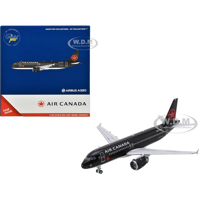 Airbus A320 Commercial Aircraft &#34;Air Canada&#34; (C-FNVV) Black 1/400 Diecast Model Airplane by GeminiJets