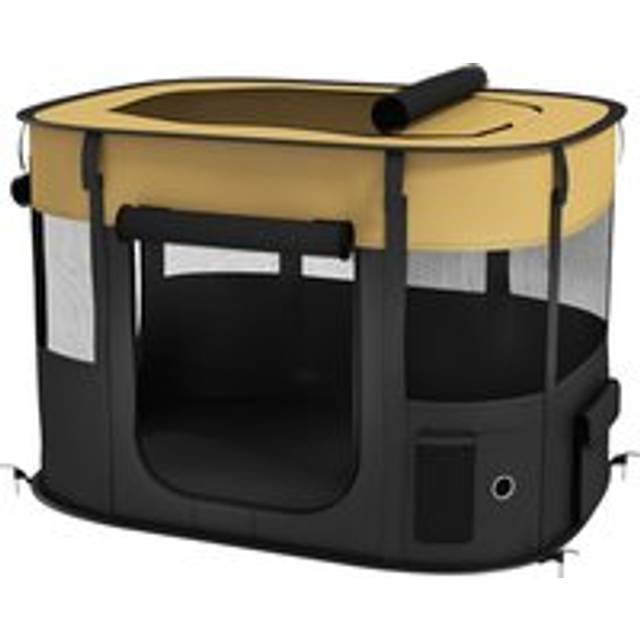 Pawhut Foldable Dog Pen With Storage Bag For Indoor/outdoor Use, Yellow