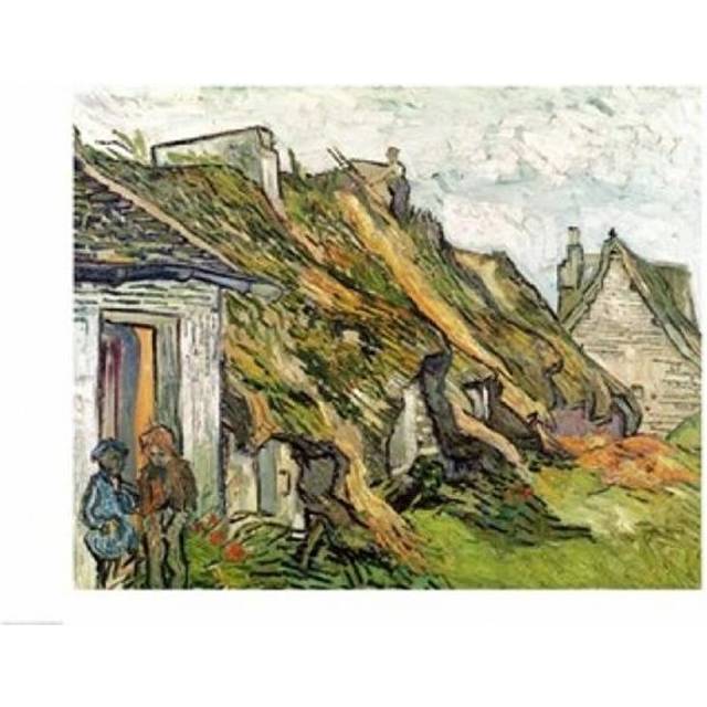 Thatched Cottages in Chaponval Poster Print by Vincent Van Gogh - 36 x 24 in. - Large