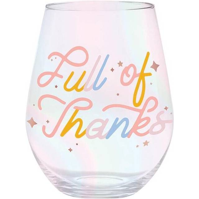 Creative Brands 10-04859-448 30 oz Thanksgiving Jumbo Stemless Wine Glass - Full of Thanks