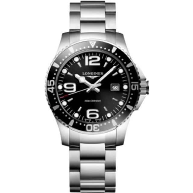 Longines HydroConquest svart urtavla herrklocka L3.730.4.56.6, Kvartsurverk