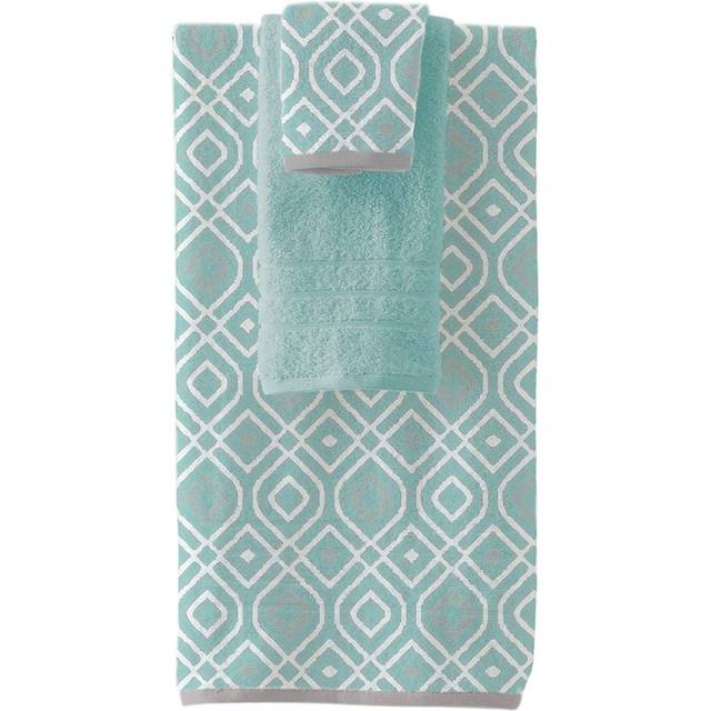 Modern Threads Amrapur Overseas 6-Piece Yarn Dyed Oxford Stripe Jacquard/Solid Ultra Soft 500GSM 100% Combed Cotton Towel Set [Aqua]