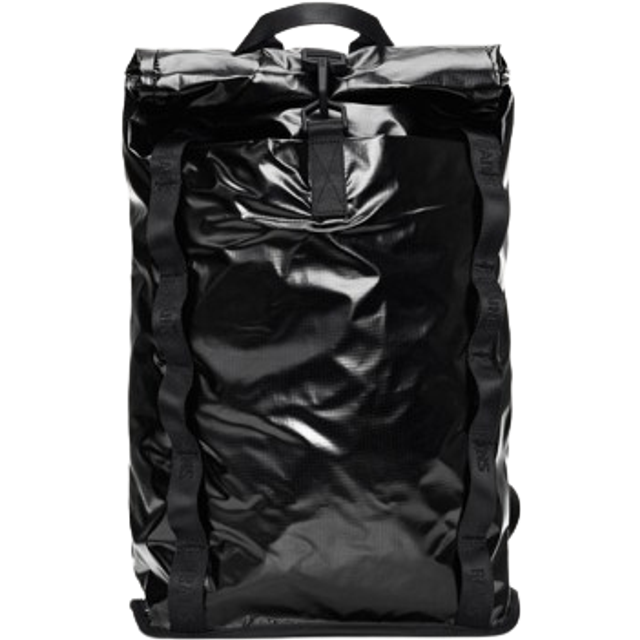 Rains Sibu Rolltop Coated Nylon Rucksack - Black