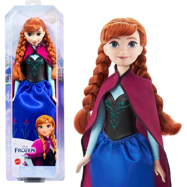 Mattel Disney Princess-dockor, nyhet för 2023, ställbar Anna-modedocka med karakteristiska kläder och accessoarer, Disneys Frost, filmleksaker HLW49