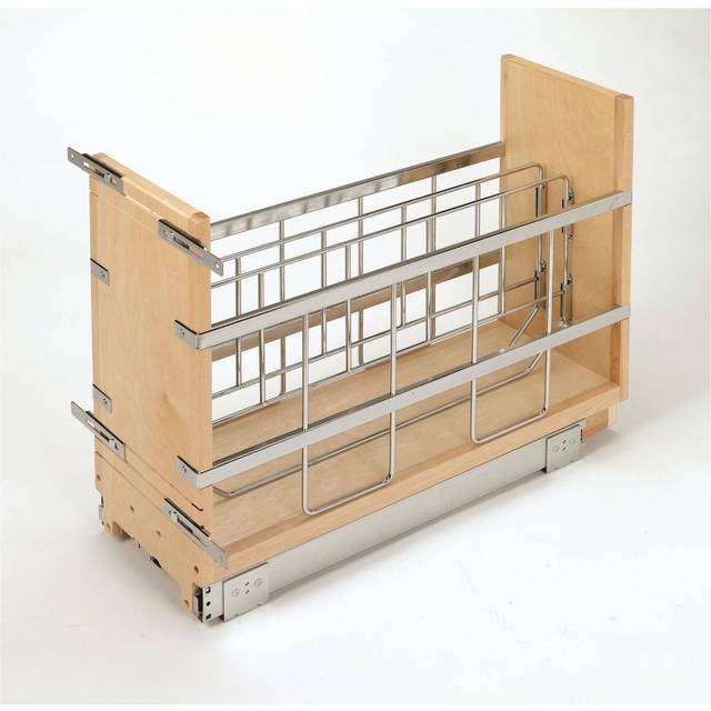 "Rev-A-Shelf 5"""""""" Pull Out Wooden Bakeware Organizer Shelf for Base Kitchen Cabinets w/Soft-Close and 100 Pound Ball-Bearings  447-BCBBSC-5C"