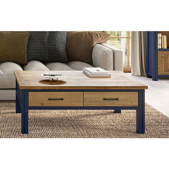 Molly and Milo London Azure Essence Creations - Coffee Table With Four Drawers, Blue