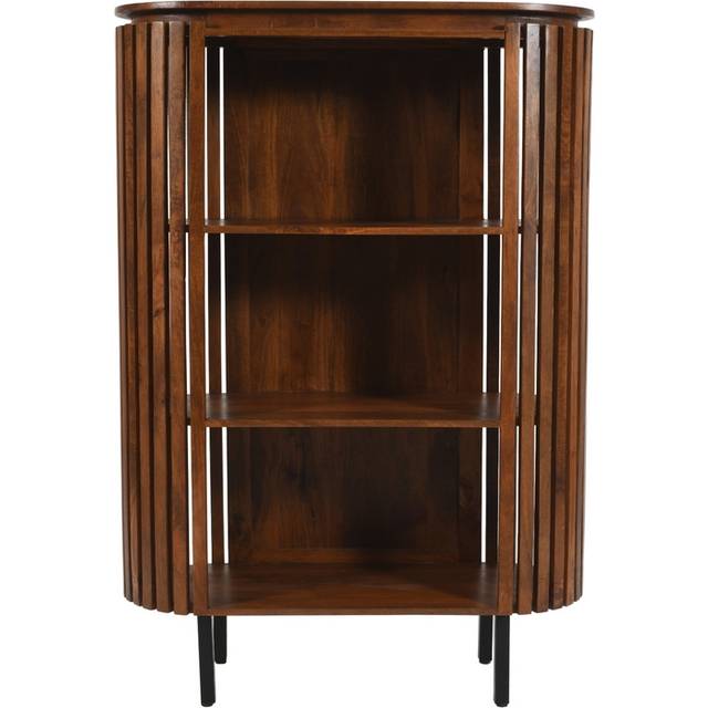 Brooklyn Slatted 3 Shelf Medium High Mango Wood Bookcase - Brown