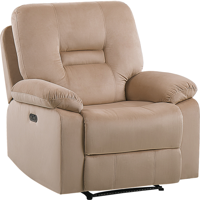 Electric Recliner Chair BERGEN LED Velvet Sand Beige