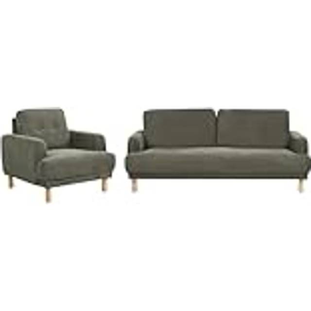 Beliani Corduroy Living Room Set Dark Green Tuve, Green