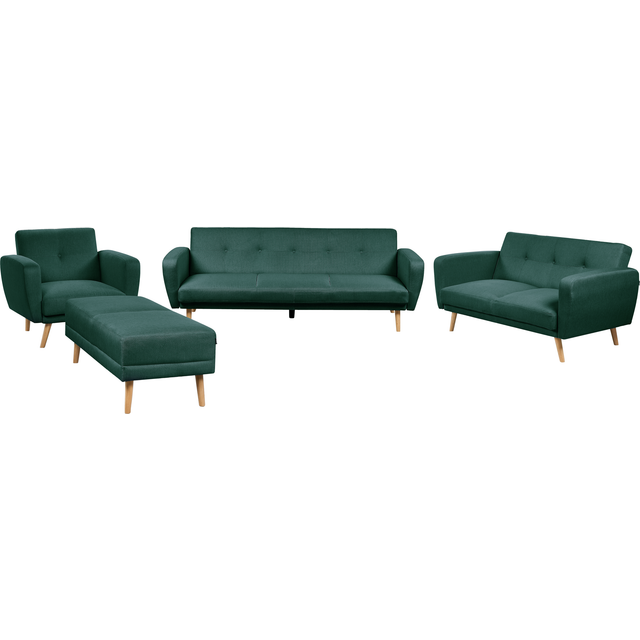 Beliani Living Room Fabric Sofa Set Green Florli, Green