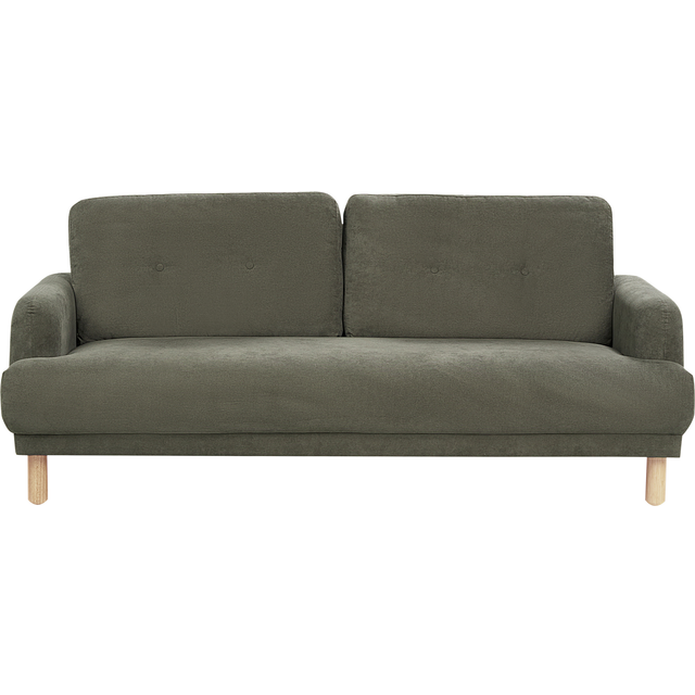 Retro Fabric 3 Seater Sofa Couch Upholstered Wooden Legs Cord Thick Seat Dark Green Tuve