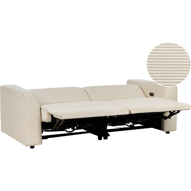 Beliani 2 Seater Corduroy Electric Recliner Sofa With Usb Port Beige Ulven, Brown