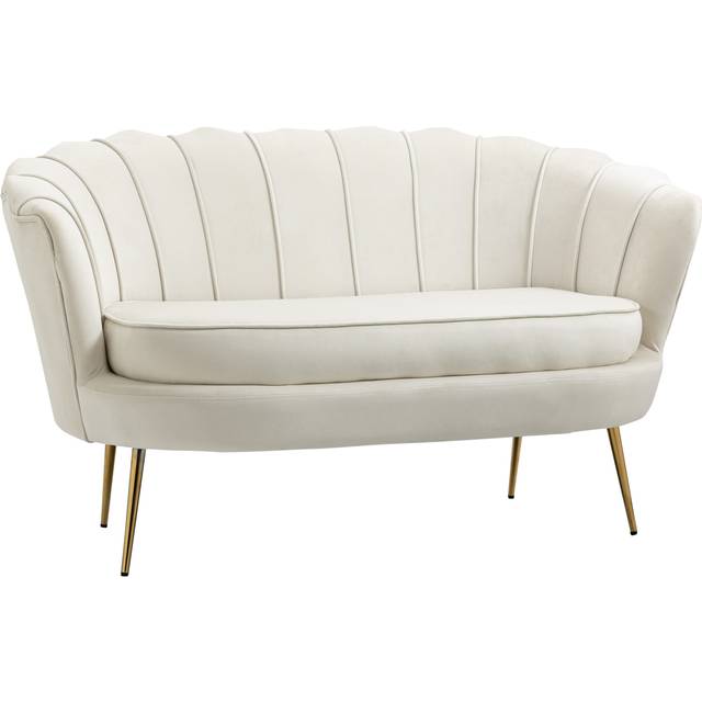 Soffa 2-sits Vintage Blomma Offwhite med Guld Ben