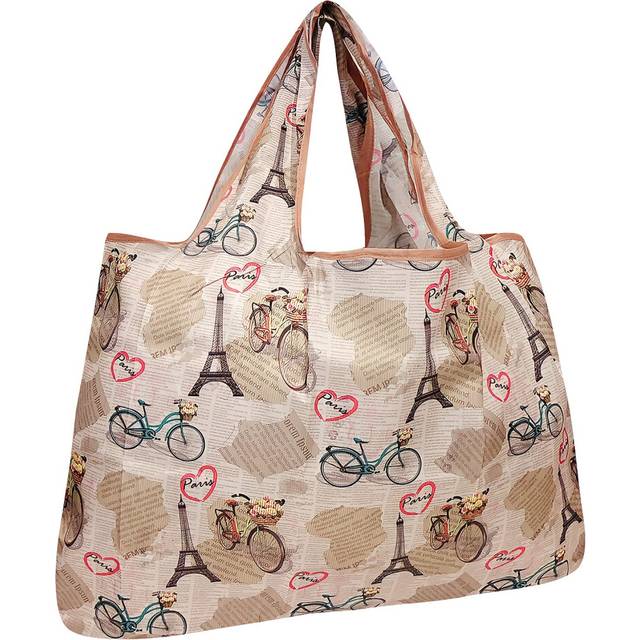 allydrew Large Foldable Tote Nylon Reusable Grocery Bag, Paris