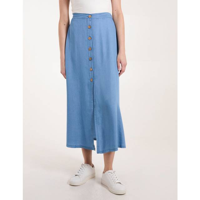 Blue Vanilla Womens Tencel Button Front Midi Skirt - Size Large