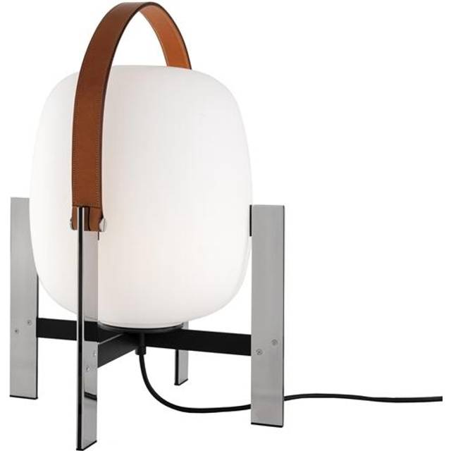 Santa & Cole Cesta Metálica Bordslampa m. Läderhandtag - Glas, rostfritt stål och läder