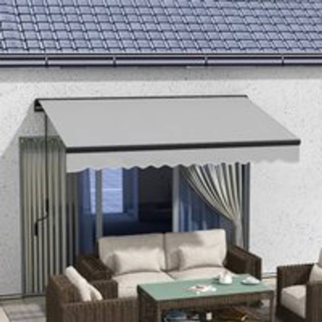Outsunny 3 x 2m Electric Retractable Awning - Aluminium Frame - Light Grey - Light Grey | TJ Hughes