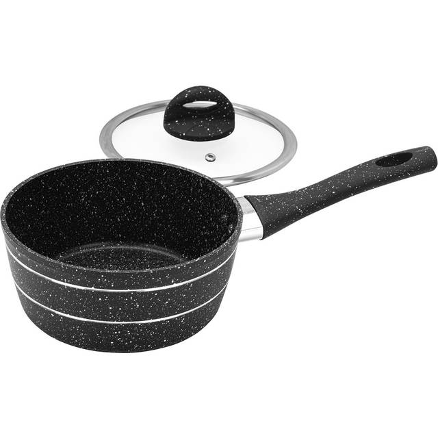 Royalford Saucepan, Induction Safe Cookware, Non-Stick Granite Coating - Black (1.5 lt.)