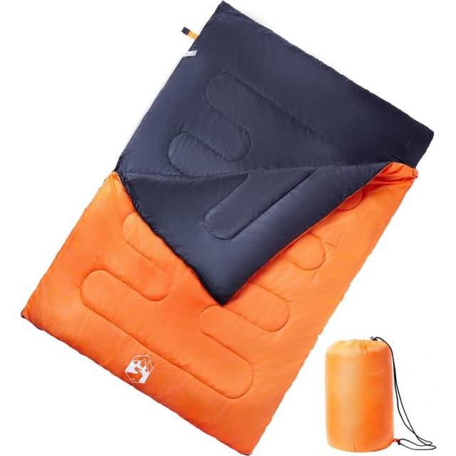 vidaXL Double Sleeping Bag with Pillows for Adults Camping 3-4 Seasons - Orange