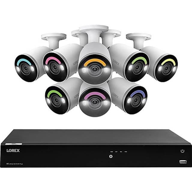 Lorex Fusion 4K 4TB Wired NVR System with 8 Bullet Cameras Featuring Smart Security Lighting