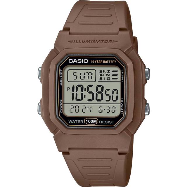 Casio Digital Brown Dual Time Resin Strap Quartz W-800H-5AV 100M Men&#39;s Watch