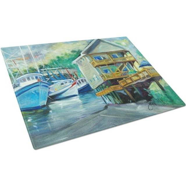 Caroline's Treasures JMK1069LCB Ocean Springs Harbour Landing Glass Cutting Board Large Decorative Tempered Glass Kitchen Cutting and Serving Board La