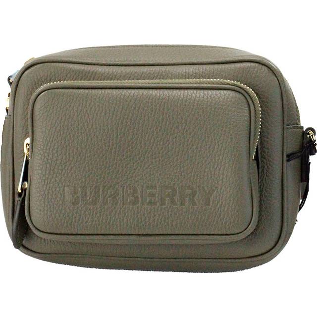 Burberry Small Branded Dark Fern Green Grainy Leather Camera Crossbody Bag