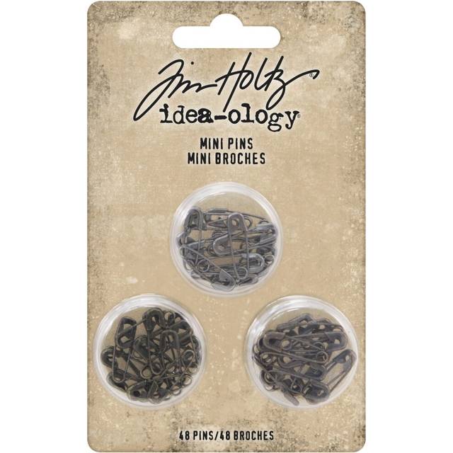 Tim holtz idea-ology mini metal safety pins 48pcs - 3 colours th93790