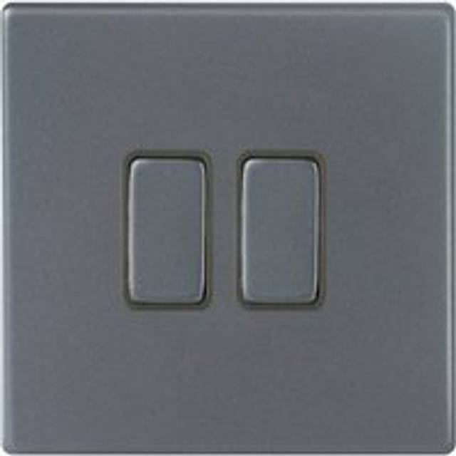 Hamilton Hartland G2 10A 2 Gang 2 Way Screwless Light Switch - Anthracite Grey with Grey Inserts  - 7G2AR22GA-QG