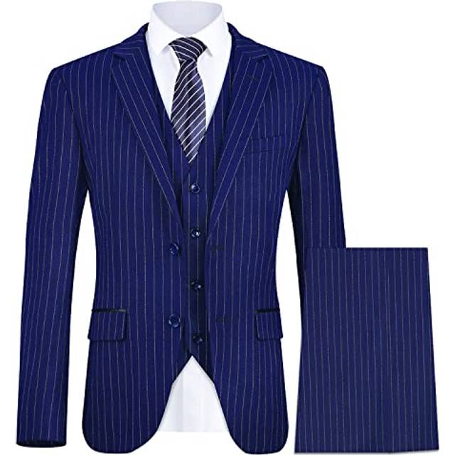 MAGE MALE Men? Pinstripe 3 Piece Suit Slim Fit Elegant Single Breasted