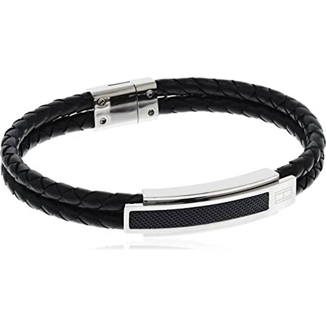 Tommy Hilfiger Men's Jewelry Carbon Fiber Leather Bracelet Color: Black (Model: 2790357)