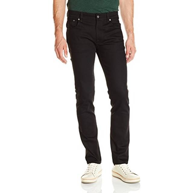 Nudie Jeans Thin Finn Dry Cold Black Mid Waist Slim Fit Men's Organic Jeans W29/L34 Sustainable Denim (W29/L34)