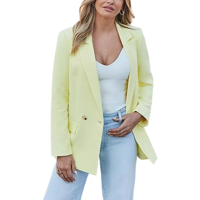 Sosandar Womens Yellow Double Breasted Blazer - Size 8 UK