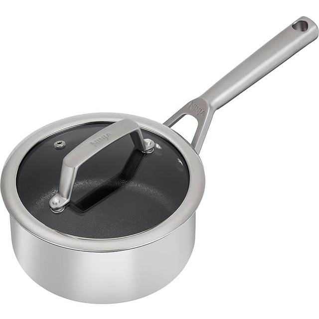 Ninja Foodi Zerostick 16cm Stainless Steel Saucepan with Lid - Black - 34.80 x 16.80 x 8cm