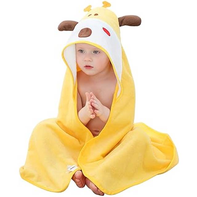 MICHLEY Animal Hooded Baby Bath Towel Toddler Premium Cotton Absorbent Washcloth for Girls Boys 0-6T  Giraffe