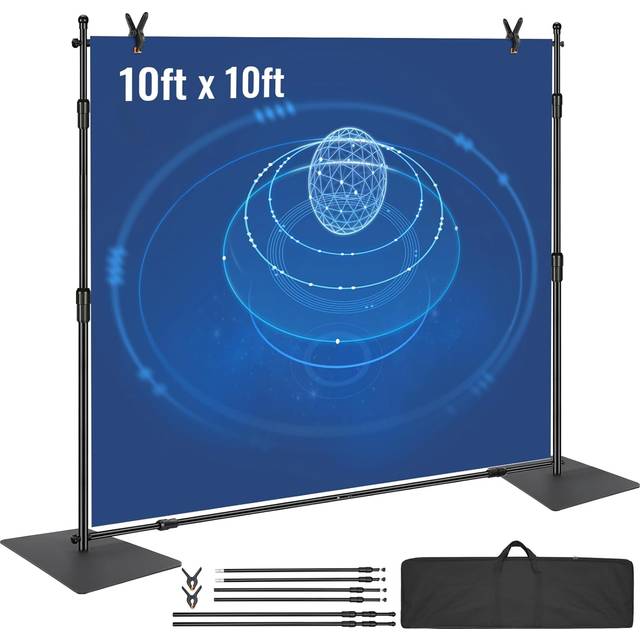 VEVOR Fotohintergrund Professioneller Fotografie Hintergrund 3048 x 3048 mm Hintergrundstoffgr&#xF6;&#xDF;e Studio-Requisiten Hintergrund Verstellbar, Pfeifen- und Vorhangst&#xE4;nder Hochzeiten, Party-Setups