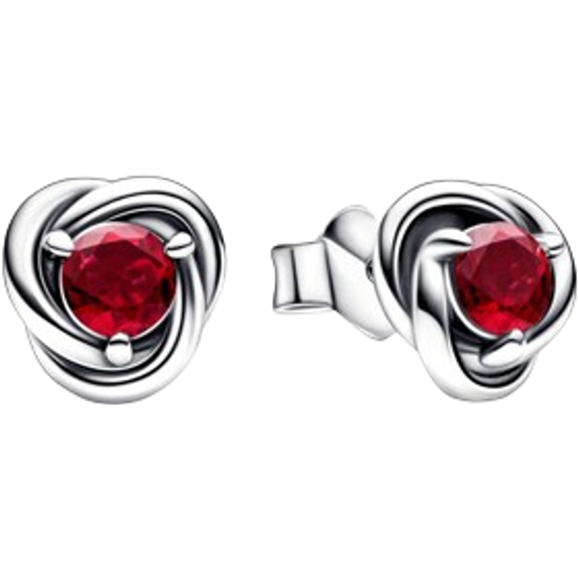 Pandora July Birthstone Eternity Circle Stud Earrings - Red