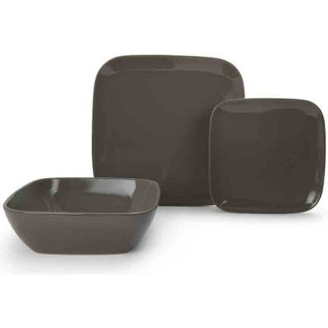 12-Piece Darby Square Dinner Set - Grey, Grey