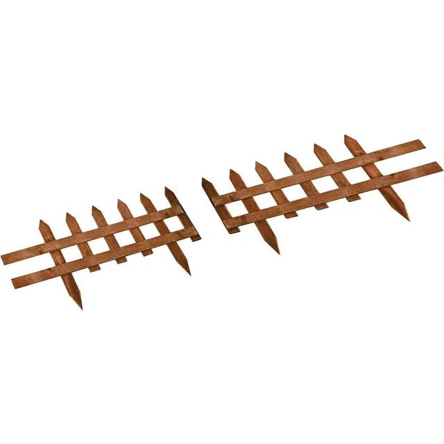 Outsunny 12pk Wooden Plant Border Fence - Brown, Brown