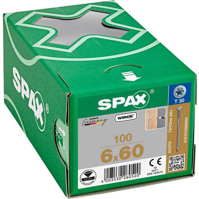 Spax Wirox T Star Plus Flat Frame Adjusting Wood Screws 6mm 60mm Pack of 100