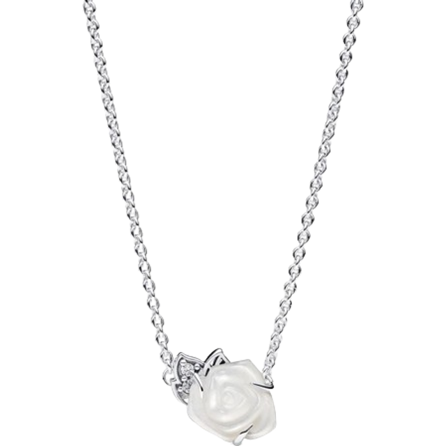 Pandora  Necklaces Blooming White Rose Necklace 393206C01