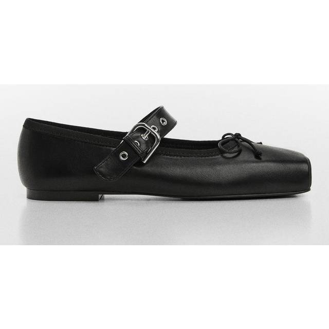 MANGO Square-Toe Ballet Flats With Buckle |Svart |37
